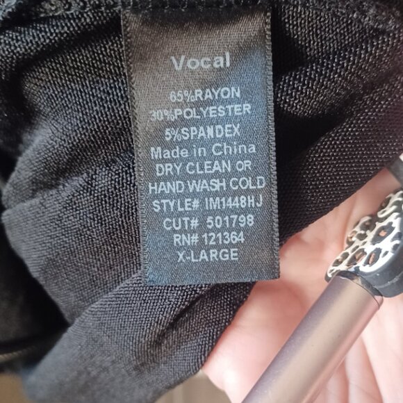 Vocal Vertical Blingy Stripes both sides Zip Up Black Silver Stretch Hoodie XL - Picture 4 of 5